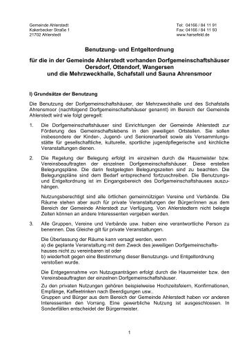 Benutzung- und Entgeltordnung für die in der Gemeinde Ahlerstedt ...