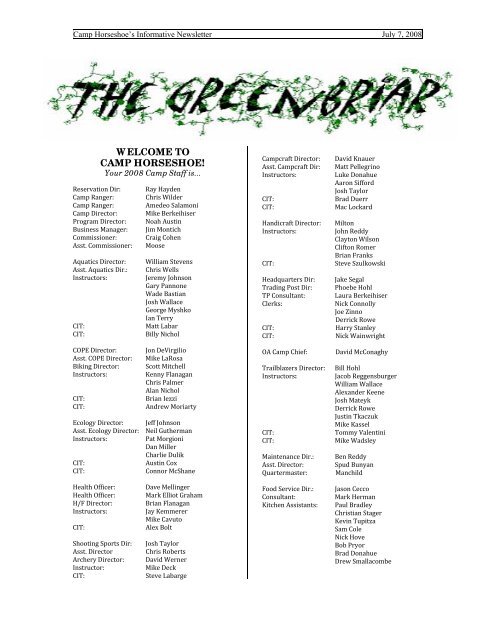 camp horseshoe Horseshoe Scout Reservation Alumni Association