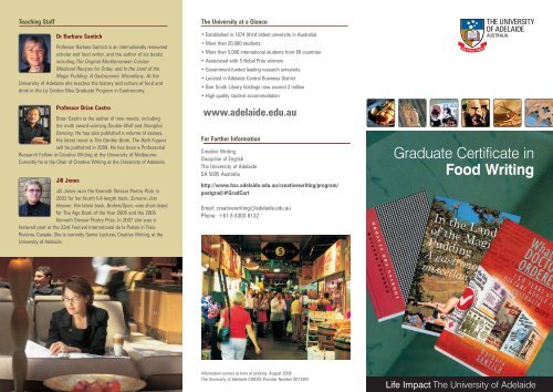 Graduate Certificate in Food Writing - The University of Adelaide