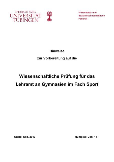 Wissenschaftliche Prüfung für das Lehramt an Gymnasien im Fach ...