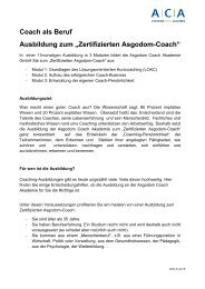 Coach als Beruf Ausbildung zum „Zertifizierten ... - Sabine Asgodom