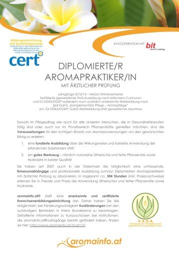 Komplementäre Pflege – Aromapflege nach §64 GuKP