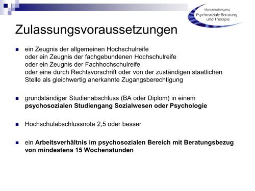 Informationen zum Studiengang