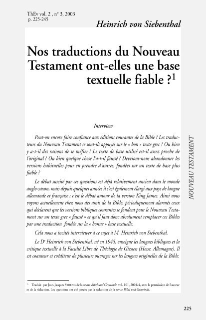 Nos traductions du Nouveau Testament ont-elles une base textuelle ...