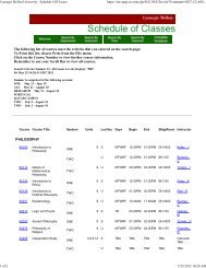 Carnegie Mellon University - Schedule Of Classes