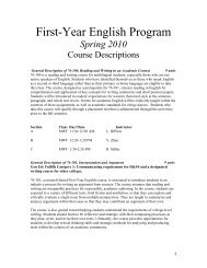 First-Year English Program - College of Humanities and Social ...