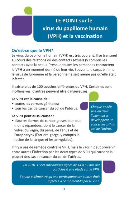 LE POINT sur le virus du papillome humain (VPH) et la vaccination