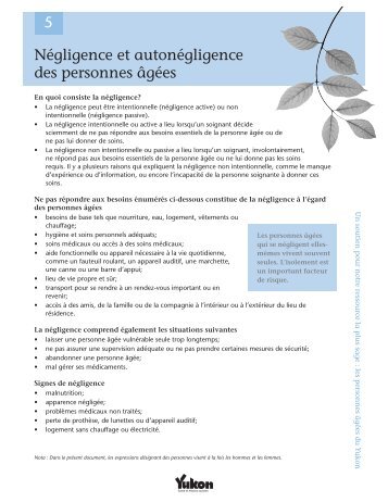 NÃ©gligence et autonÃ©gligence des personnes Ã¢gÃ©es 5 - Health and ...