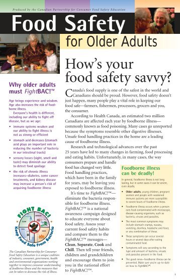Food Safety for Older Adults - Health and Social Services