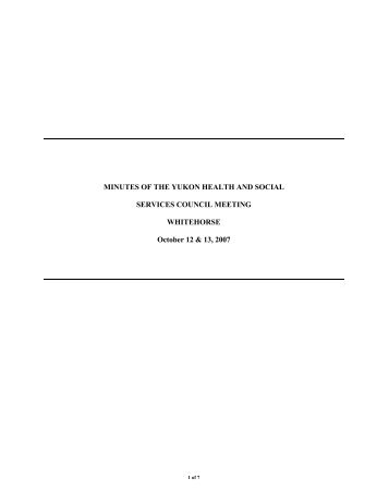 Minutes - 2007-10-12 (October 12&13) - Health and Social Services