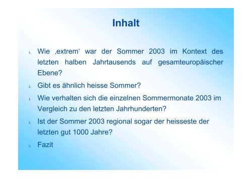 Der Hitzesommer 2003 - OcCC