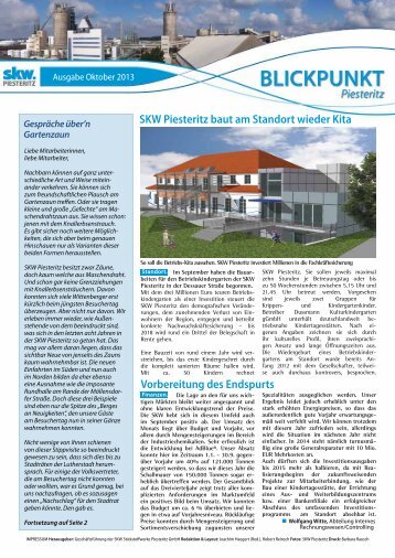 SKW Piesteritz baut am Standort wieder Kita Vorbereitung des ...