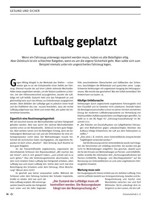 SicherheitsProfi 2/2013 - Berufsgenossenschaft für Transport und ...
