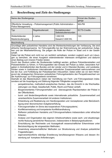 Modulhandbuch 2013/2015 - Deutsche Hochschule der Polizei