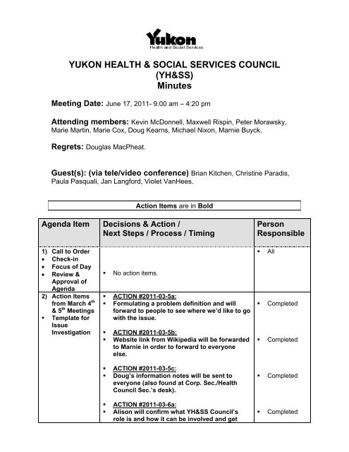 Minutes - 2011-06-17 (June 17) - Health and Social Services