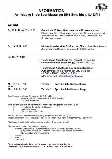 INFORMATION - Sporthauptschule Scheibbs