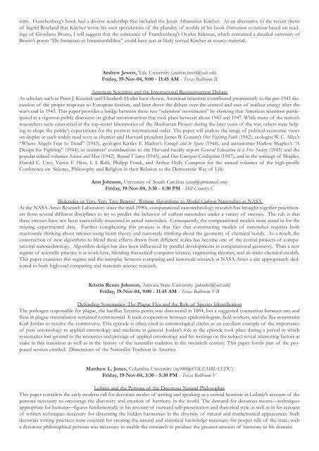 Abstracts of the History of Science Society 2004 Austin Meeting 18 ...