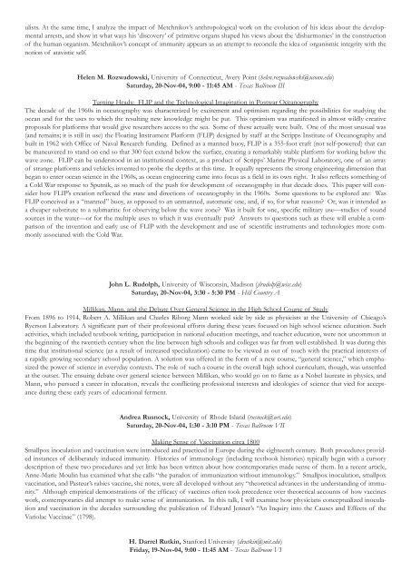 Abstracts of the History of Science Society 2004 Austin Meeting 18 ...