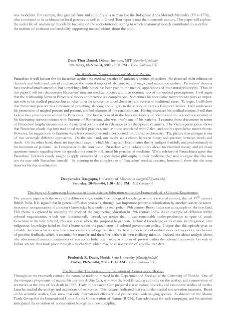 Abstracts of the History of Science Society 2004 Austin Meeting 18 ...