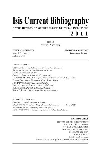 Isis Current Bibliography 2011 - History of Science Society