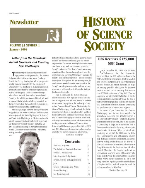 January 2004 - History of Science Society