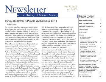 Printer friendly version of Newsletter - History of Science Society