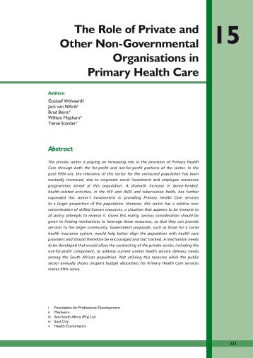 The Role of Private and Other Non-Governmental Organisations in ...