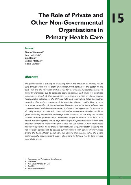 The Role of Private and Other Non-Governmental Organisations in ...