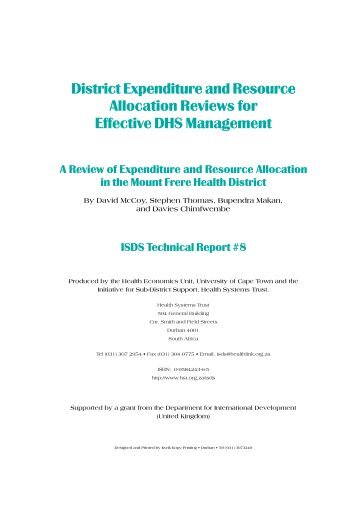 District Expenditure and Resource Allocation Reviews for Effective ...