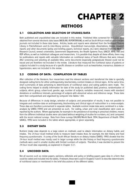 the nutritional status of - Health Systems Trust