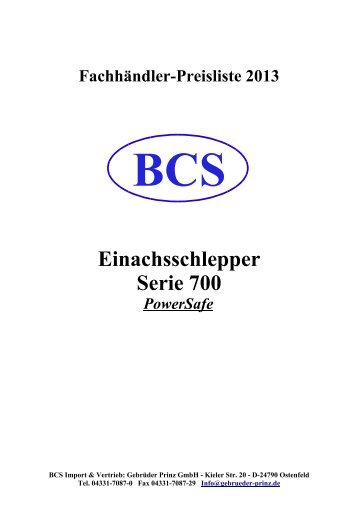 Einachsschlepper Serie 700 - Gebrüder Prinz GmbH