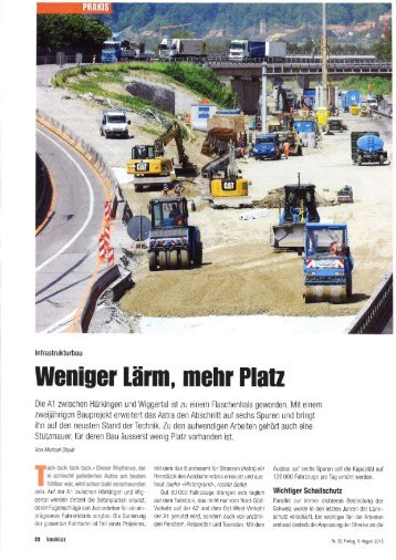 6-Spur-Ausbau Autobahn Härkingen-Wiggertal (Baublatt August 2013)