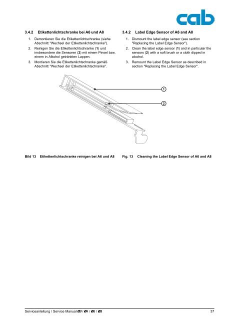 A3 A4 A6 A8 Servicemanual - Cab Produkttechnik GmbH & Co KG