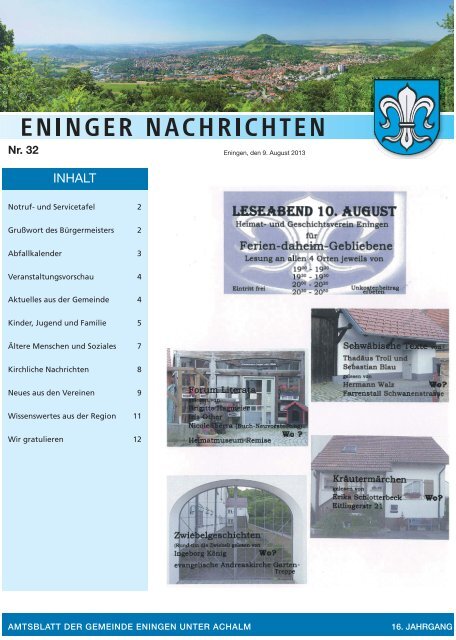 09. August 2013 - Gemeinde Eningen unter Achalm