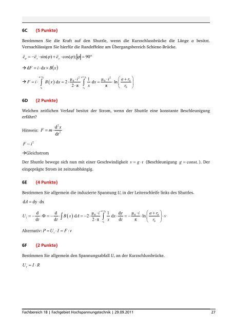 MUSTERLÃSUNG - Fachgebiet Hochspannungstechnik