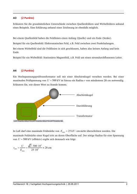 MUSTERLÃSUNG - Fachgebiet Hochspannungstechnik