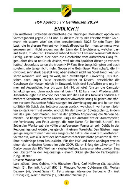 Hallenzeitung - HSV Apolda 1990 eV