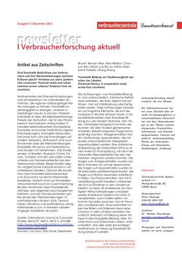 Verbraucherforschung aktuell Dezember 2013 - vzbv