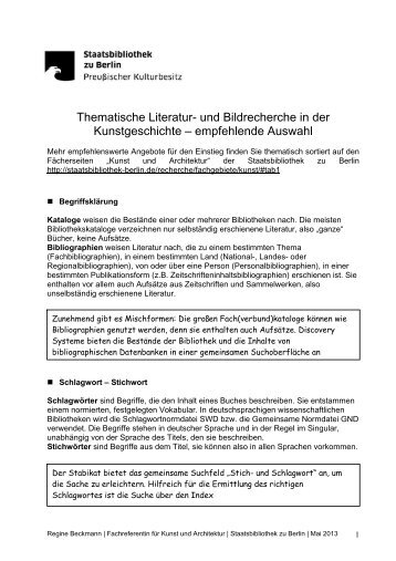 Thematische Literatur- und Bildrecherche in der Kunstgeschichte ...