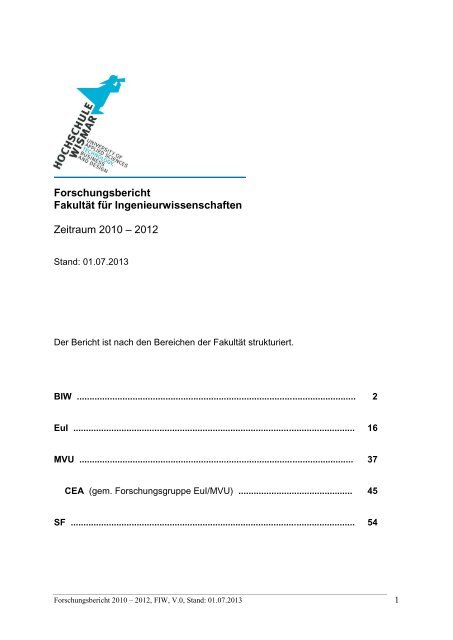 Forschungsbericht der Fakultät für Ingenieurwissenschaften 2010