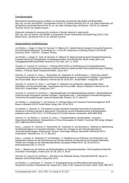 Forschungsbericht der Fakultät für Ingenieurwissenschaften 2010