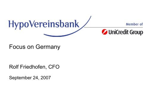 Focus on Germany - Investor Relations - HypoVereinsbank