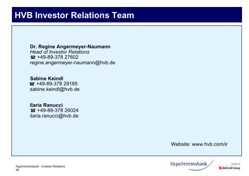 Focus on Germany - Investor Relations - HypoVereinsbank