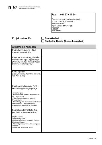 Projektskizze Praxisarbeiten - Hsw-basel.ch