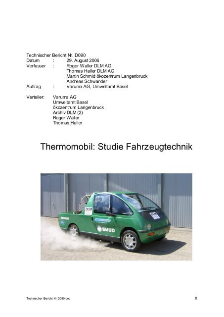 Thermomobil: Studie Fahrzeugtechnik - Hsw-basel.ch