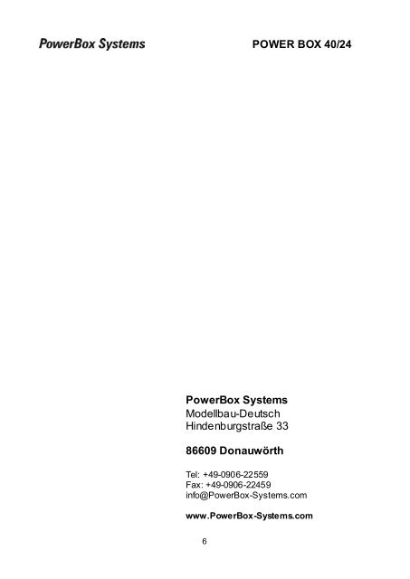 Bedienungsanleitung - PowerBox Systems