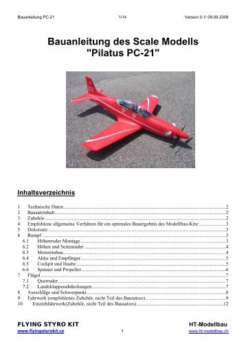 Bauanleitung des Scale Modells "Pilatus PC-21" - HT-Modellbau