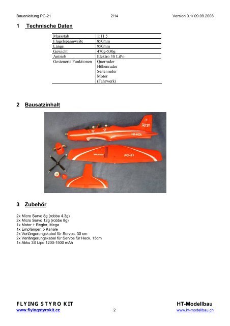 Bauanleitung des Scale Modells "Pilatus PC-21" - HT-Modellbau