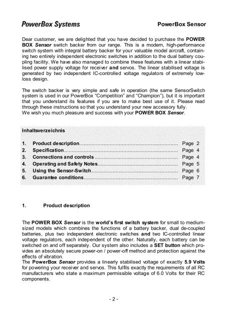 Operating Instructions - PowerBox Systems