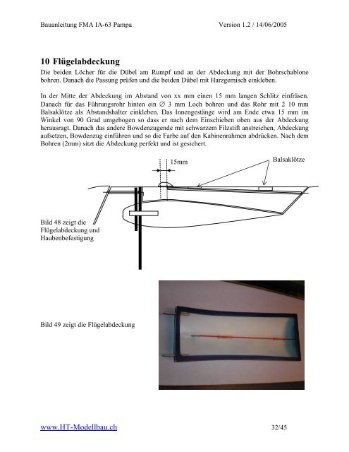 BAUANLEITUNG FMA IA-63 âPampaâ - HT-Modellbau